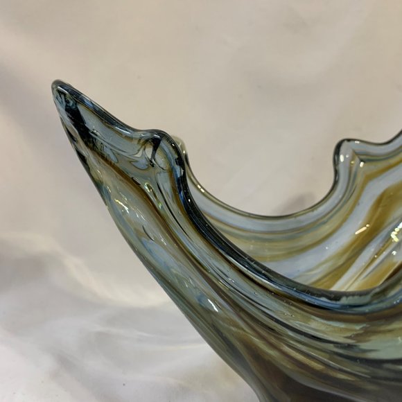 Vintage 70’s Art Glass Bowl with Curled Handle - Picture 2 of 5